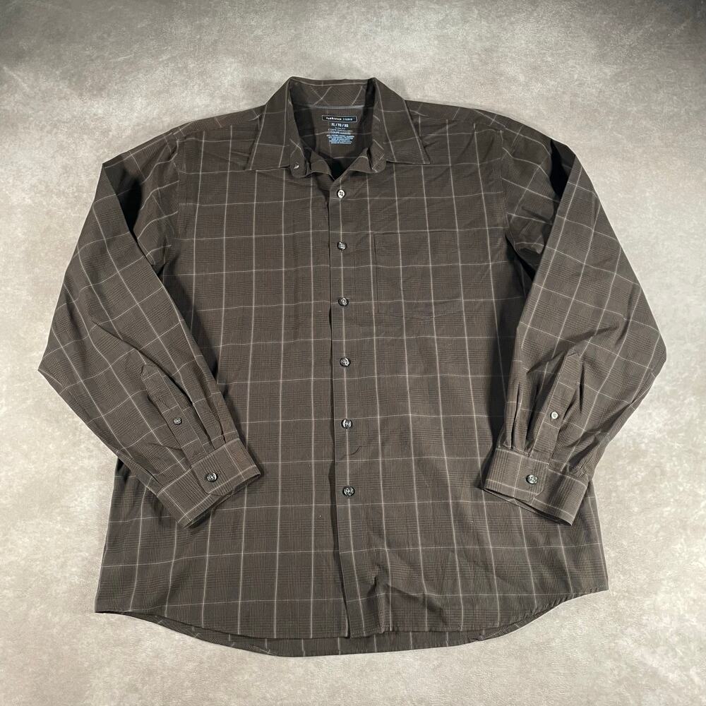 Van Heusen Studio Brown Pattern Long Sleeve Button Down XL